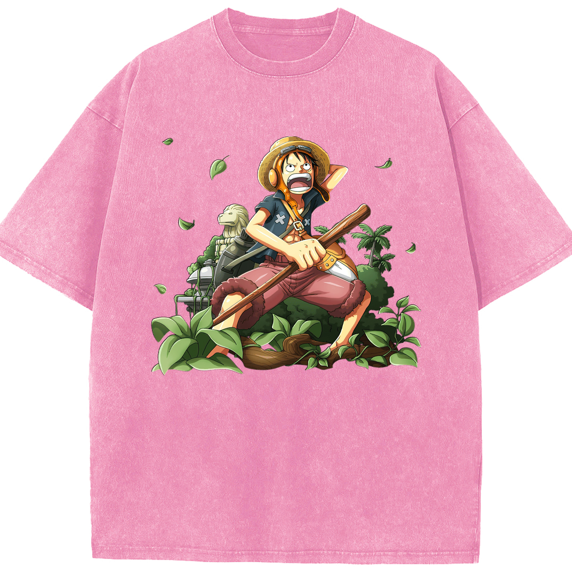 （画像用） ワンピース モンキー・D・ルフィ ONE PIECE Monkey D. Luffy 綿100% ヴィンテージ風 半袖Tシャツ（フロントプリント）